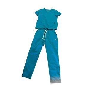 EUC Figs Carribean Blue Scrub Set Small Nursing Technical Collection